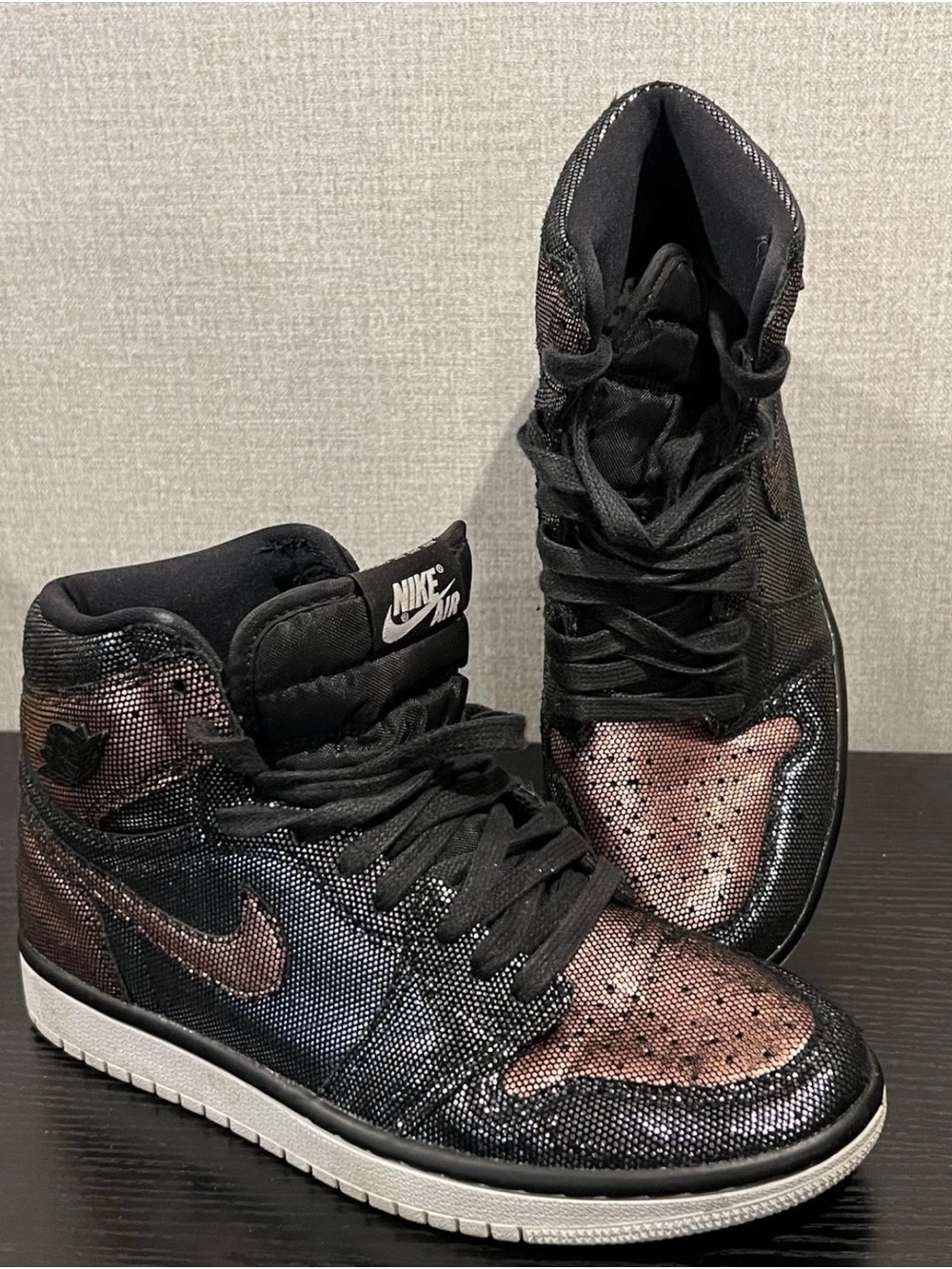 Nike Women's Black with Bronze Accent High-Top Sneakers